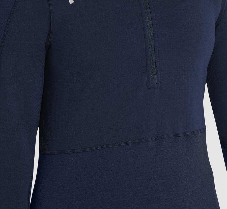 Top Hoka One One Mujer Azul Marino - 1/2 Cremallera Midlayer - FQMN30478